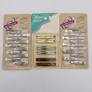 Vintage Wilhold Metal Barrettes Sleepees Hair Clips Lot of 3 Packs 80s NEW